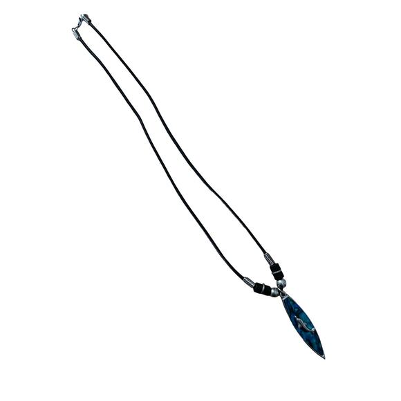 90s Paua Shell Dolphin Pendant Necklace - Picture 2 of 6